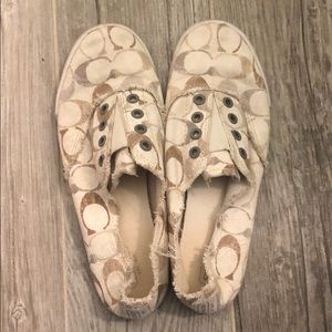 COACH Katie Gesso signature print slip ons